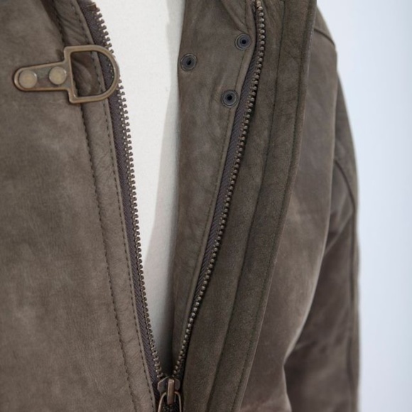 Soft Suede Leather Jacket - Green - Picture 3 of 10